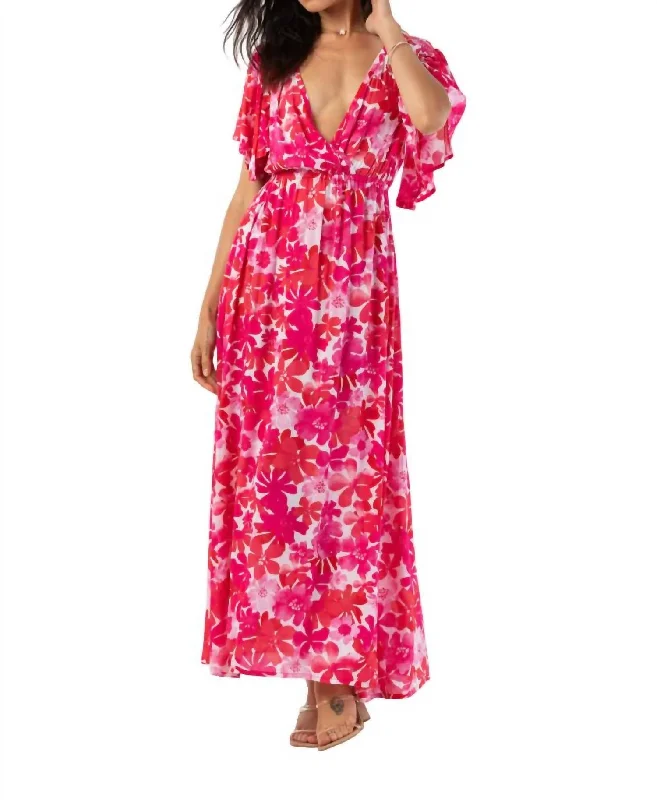 Stylish Women's Apparel Score Big on Glamorous Red - Carpet Styles Bowie Maxi Dress In Flower Pink