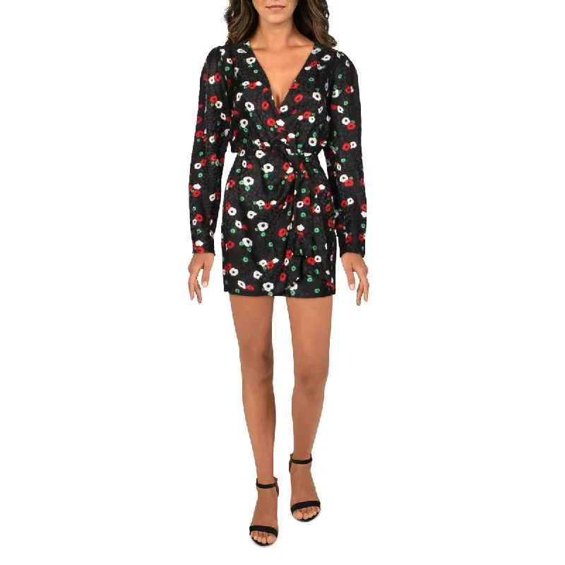 Women's Everyday Garments Exquisite Craftsmanship Womens Floral Mini Wrap Dress