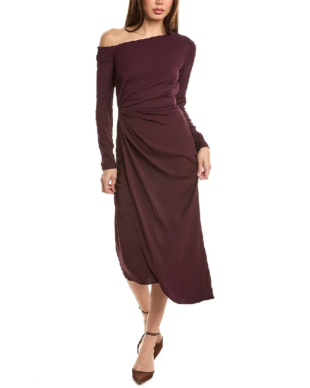 Fashionable Women's Clothing Modern Glamour Reiss Nadia Off-Shoulder Drape Midi Dress