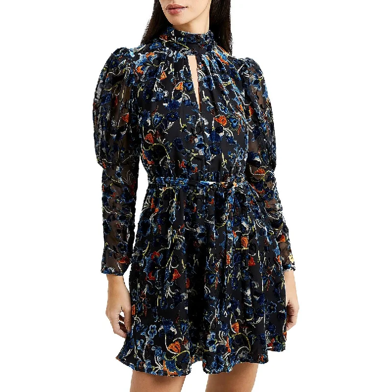 Women's Clothing End - of - Month Blowout Avery Womens Velvet Floral Mini Dress