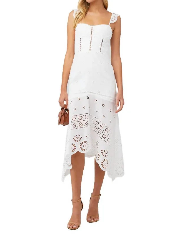 Charming Women's Holiday Apparel Alluring Design Irma Eyelet Maxi Dress In White