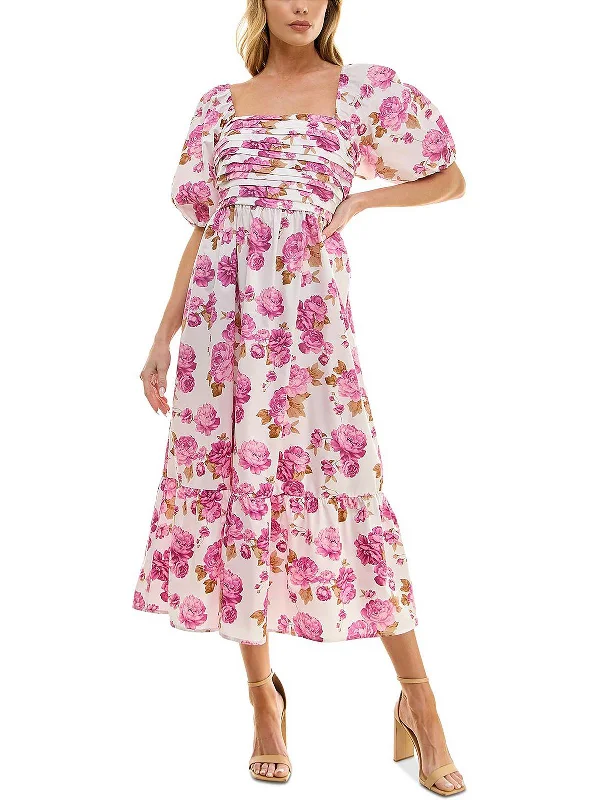 Women's Plus-Size Outfit Buy More, Save More Juniors Womens Floral Pleated Midi Dress