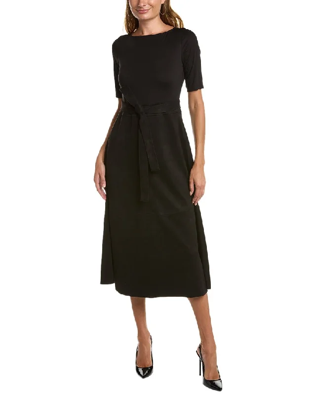 Women's Stylish Outdoor Outfit Feminine Elegant Anne Klein Scuba Midi Dress