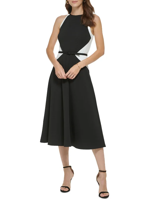 Stylish Clothes For Women Limited - Time Bundle Womens Colorblock Halter Midi Dress