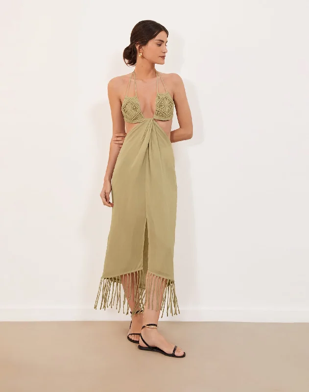 Women's Loungewear Clothes Clearance Event Amra Midi Dress - Olivine