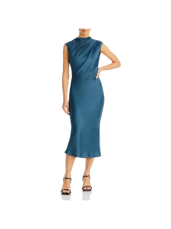 Women's Vacation Outfit Flowy Fabric Samantha Womens Silk Sleeveless Midi Dress