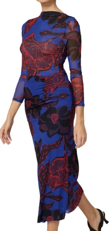 Classic Women's Apparel Graceful Cut Katya Ankle Maxi Dress In La Rouge Print