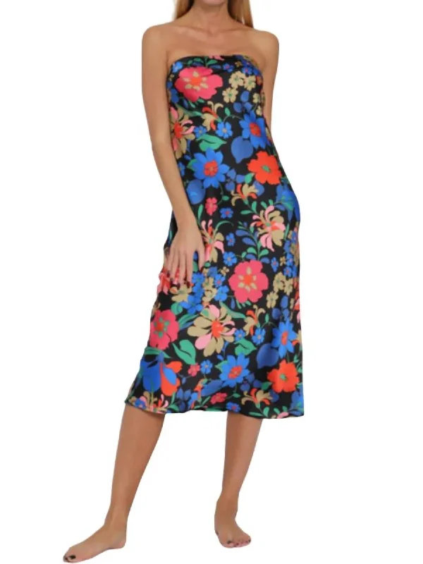 Comfortable Garments For Women Minimalist Elegant Floral Cowl Back Midi Dress In Black