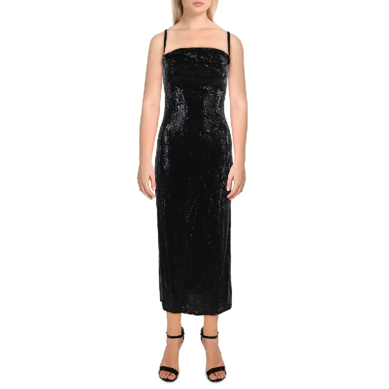 Modern Women's Apparel Bohemian Vibe Womens Metallic Sequin Maxi Dress