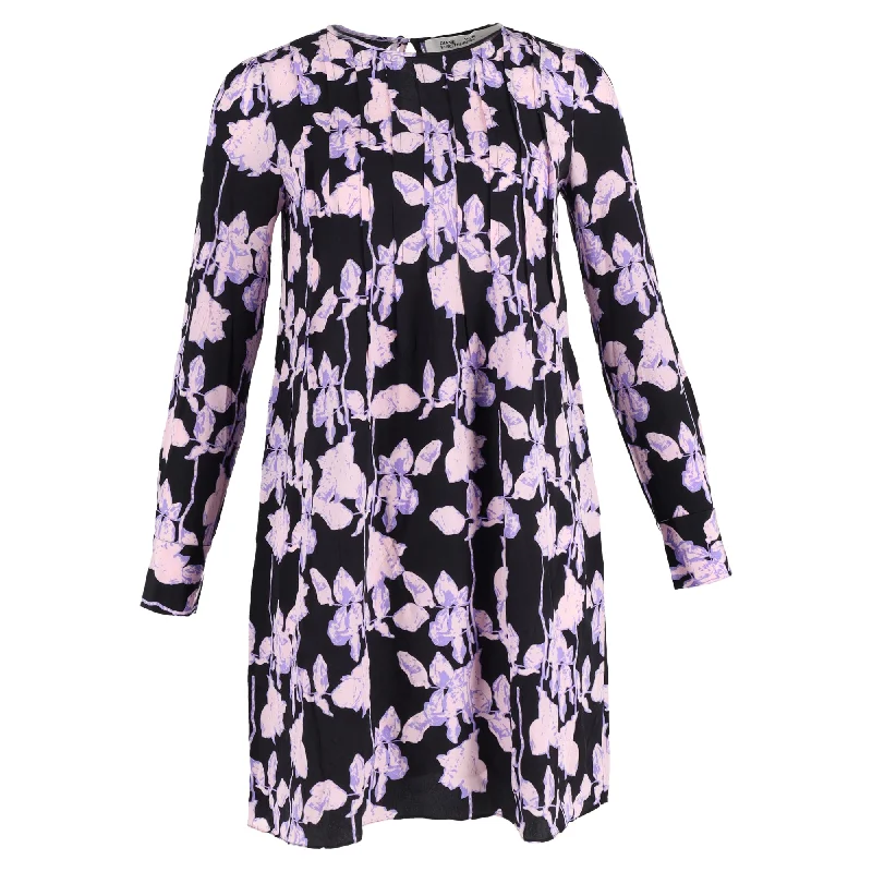 Women's Vacation Attire Charming Silhouette Diane von Furstenberg Joyce Pleated Shift Dress In Floral Print Silk