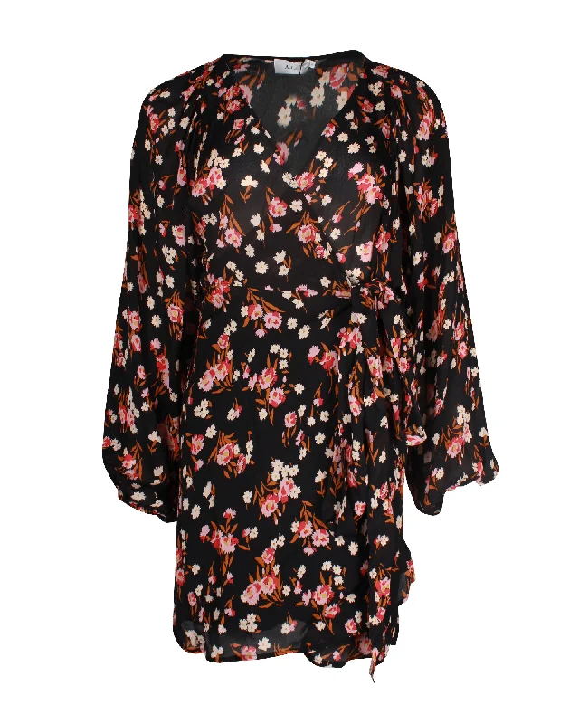 Women's Clothing And Garments Sets Limited Quantities A.L.C. Floral Print Mini Dress in Black Silk