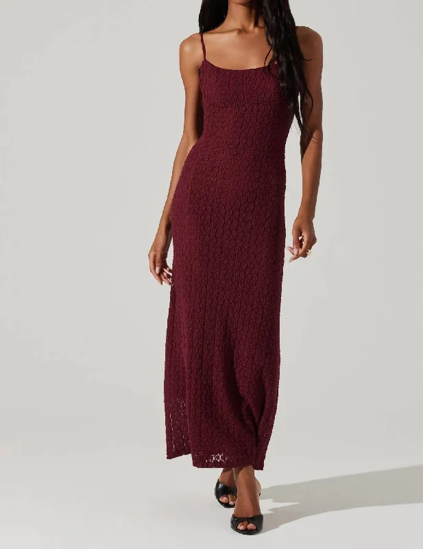 Women's Everyday Apparel Sleek Design Renaisse Textured Maxi Dress In Plum