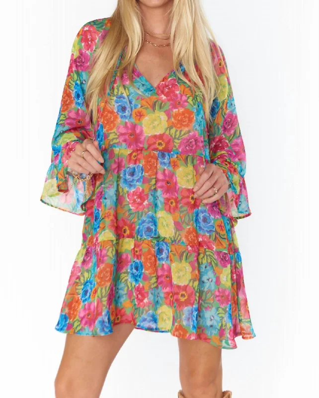 Casual Apparel For Women Artful Design Viola Mini Dress In Bright Floral Soiree