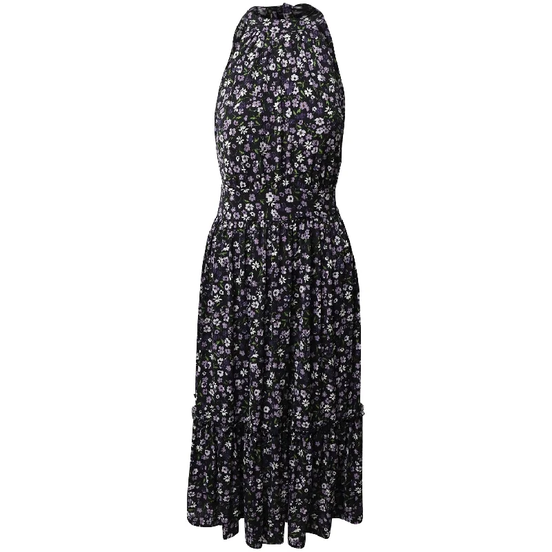 Women's High-Fashion Garments Mid - Week Surprise Michael Kors Floral Print Halter Midi-Dress in Multicolor Polyester