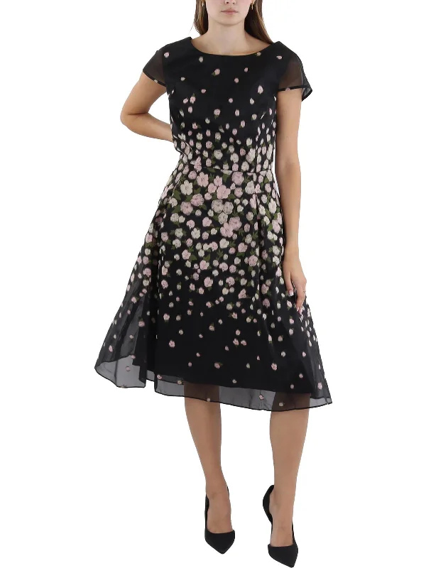 Women's Layered Outfit End - of - Month Blowout Womens Organza Floral Fit & Flare Dress