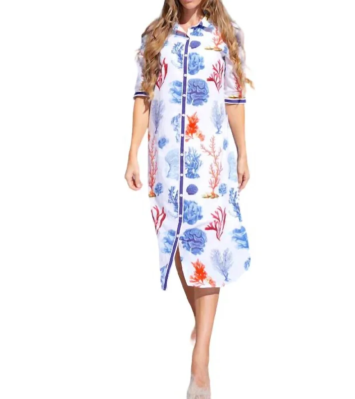 Women's Clothing For Outdoor Activities Feminine Allure Ibiza Midi Dress In Blue Coral