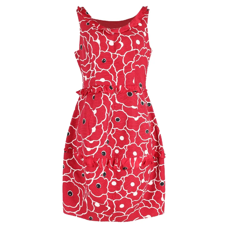 Women's Occasion Wear Clothing Sophisticated Cut Moschino Cheap and Chic Floral Dress in Red Silk