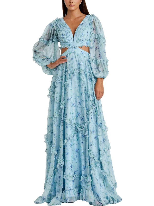 Women's Travel Attire Effortless Comfort Womens Chiffon Floral Evening Dress