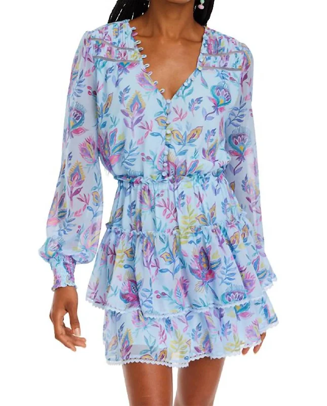 Women's Apparel And Garments Timeless Elegant Brooke Dress In Blue Floral