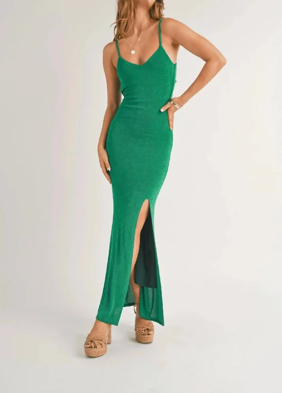 Women's Urban Clothing End - of - Month Blowout Cacti Open Back Ruffled Maxi Dress In Jade