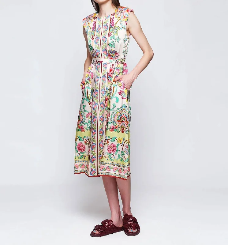 Women's Stylish Casual Garments Flowing Silhouette Multicolor Floral Print Fluid Dress