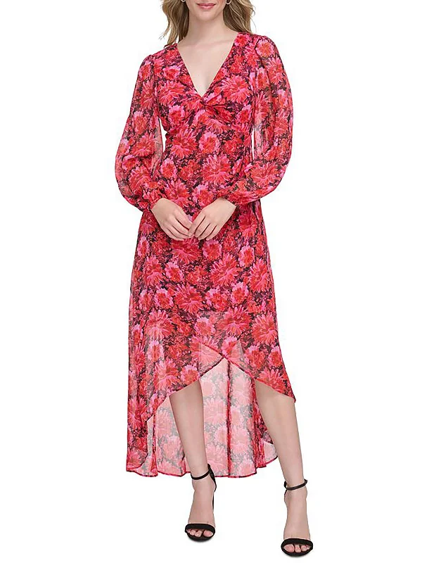 Casual Garments For Women Mid - Week Surprise Womens Floral Print Hi-Low Cocktail And Party Dress