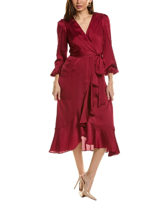 Women's Contemporary Apparel Romantic Flair Tahari ASL Surplice Midi Dress