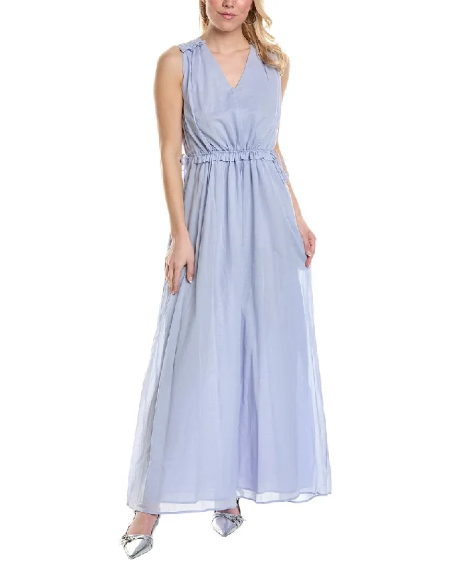 Women's Comfortable Lounge Attire Dreamy Aesthetic Peserico Drawstring Maxi Dress