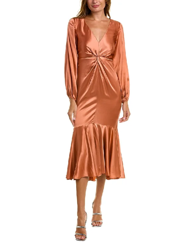 Elegant Women's Attire Dreamy Aesthetic Cinq à Sept Velda Silk Midi Dress