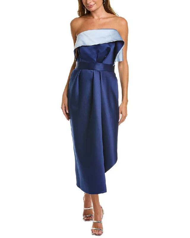 Women's Comfy Attire For Lounging Refined Simplicity Carolina Herrera Cascading Bodice Midi Dress