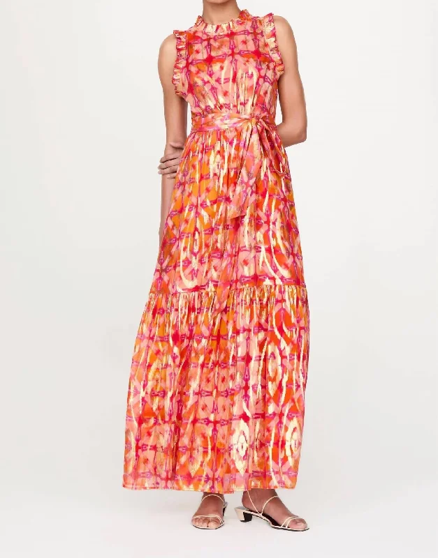 Women's Seasonal Garments Everyday Glamour Alice Maxi Dress In Metallic Guava