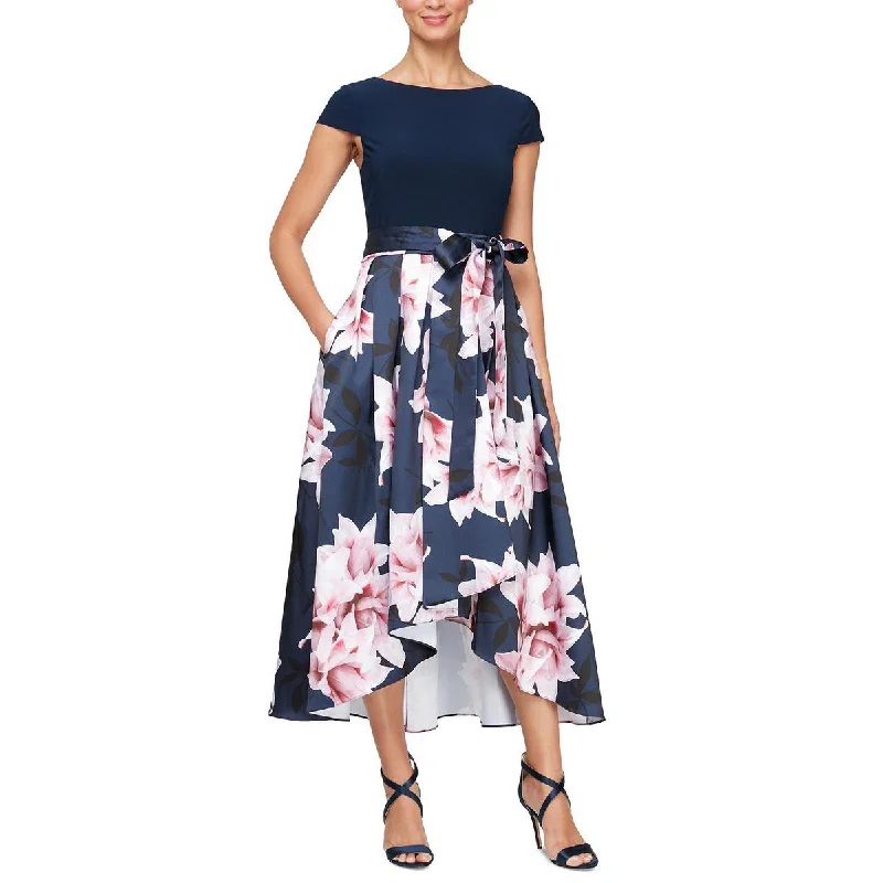 Women's Festive Attire Feminine Elegance Womens Hi-Low Floral Print Midi Dress