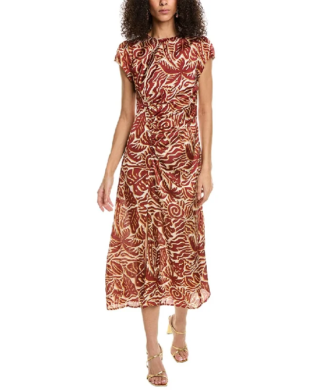 Women's Clothes For Work Events Bohemian Vibe Dress Forum Ibiza Side Button Ruched Midi Dress