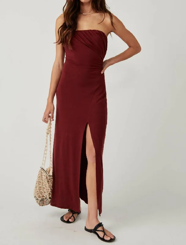 Chic Clothing For Women Graceful Drape Hayley Midi Dress In Russet Acorn