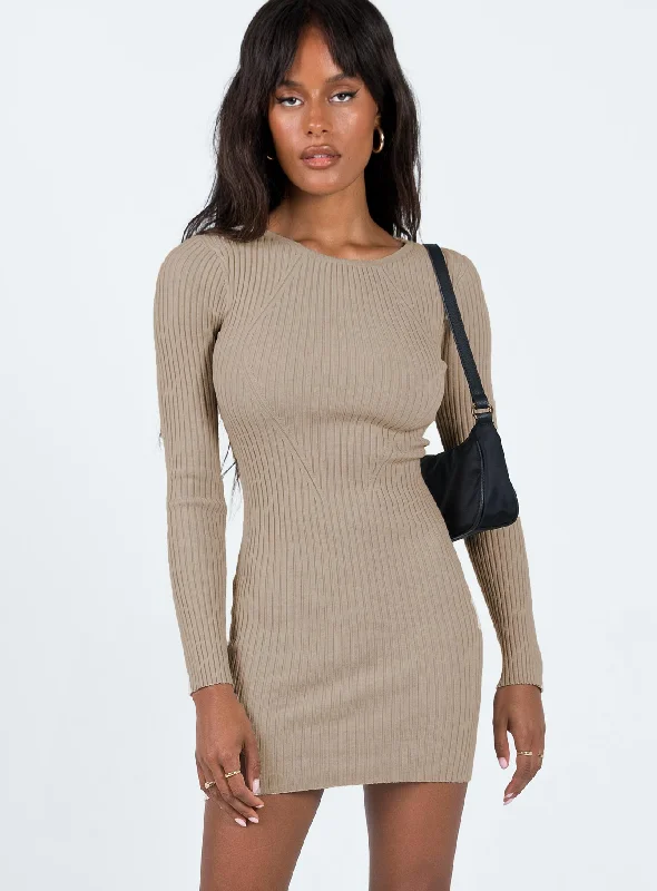 Sustainable Women's Clothing Urban Sophistication Nicky Mini Dress Beige