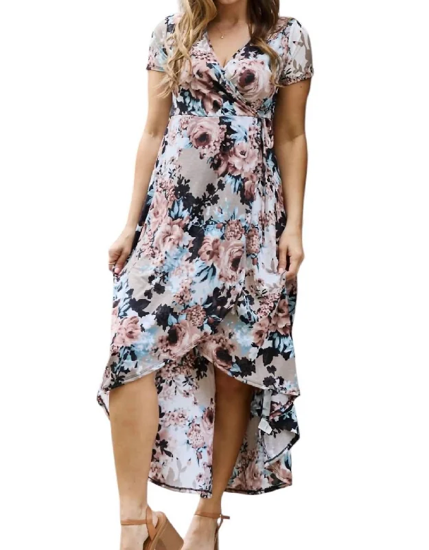 Women's High-Fashion Attire Refined Simplicity Give Me Roses Full Size Floral Maxi Wrap Dress