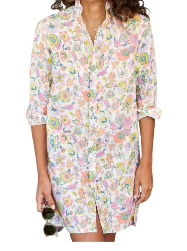 Charming Everyday Clothing For Women Vibrant Prints Hunter Shirtdress In Paisley Floral