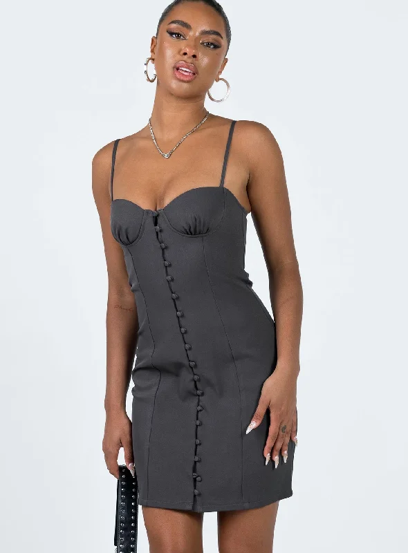 Women's Contemporary Apparel Elegant Ensemble Archette Corset Mini Dress Slate