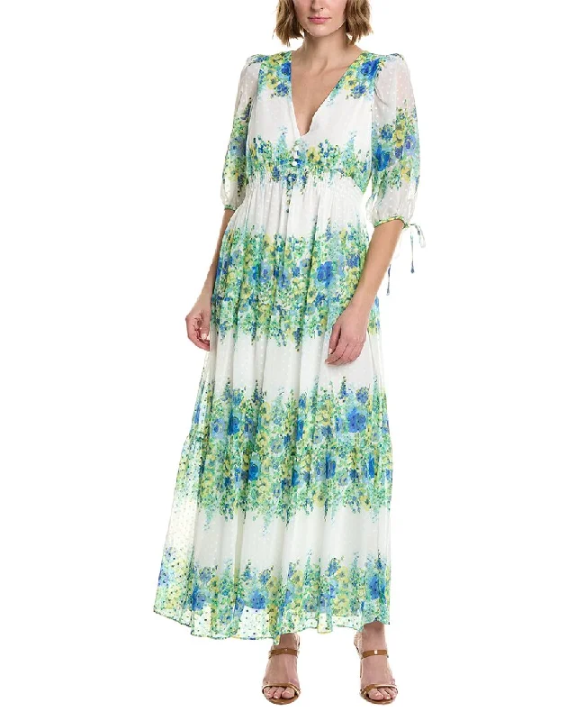 Women's Resort Attire Urban Sophistication Taylor Printed Swiss Dot Chiffon Maxi Dress