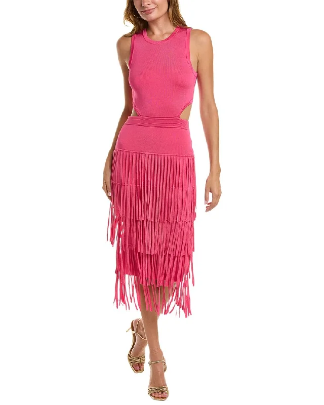 Women's Activewear Garments Effortless Grace Toccin Fringe Racerback Midi Dress