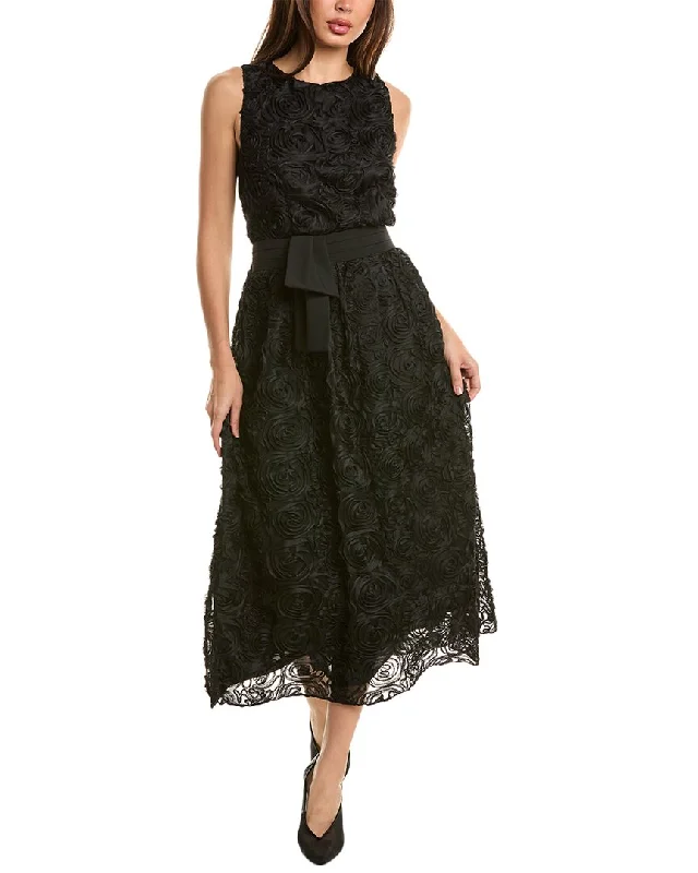 Women's Comfy Attire For Lounging Early Access to Art Deco Styles Sale Pascale La Mode Floral Mesh Midi Dress