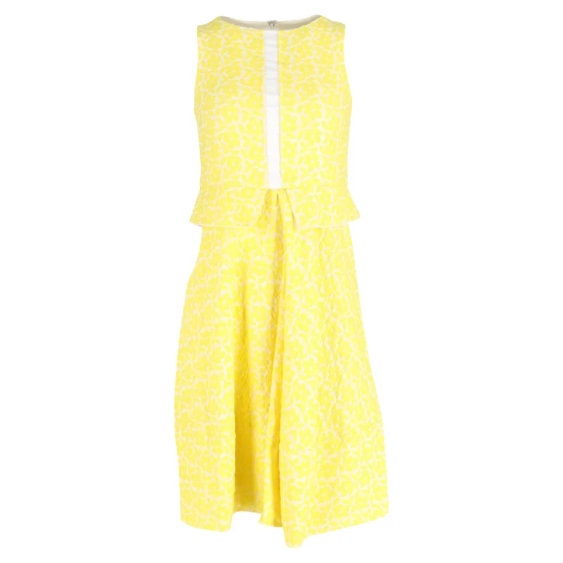 Casual Outfit For Women End - of - Month Blowout Jil Sanders Floral Sleeveless Midi Dress in Yellow Cotton