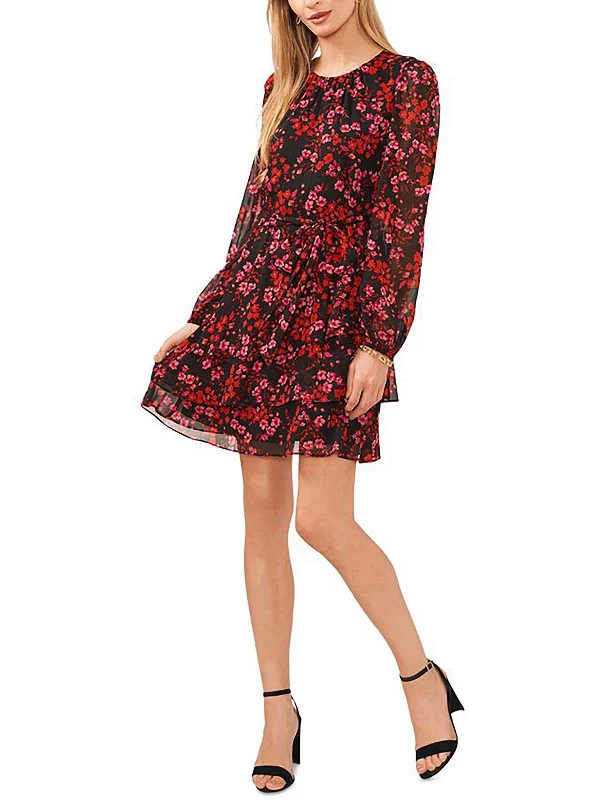 Comfortable Lounge Clothing Clearance Event Womens Floral Print Chiffon Midi Dress