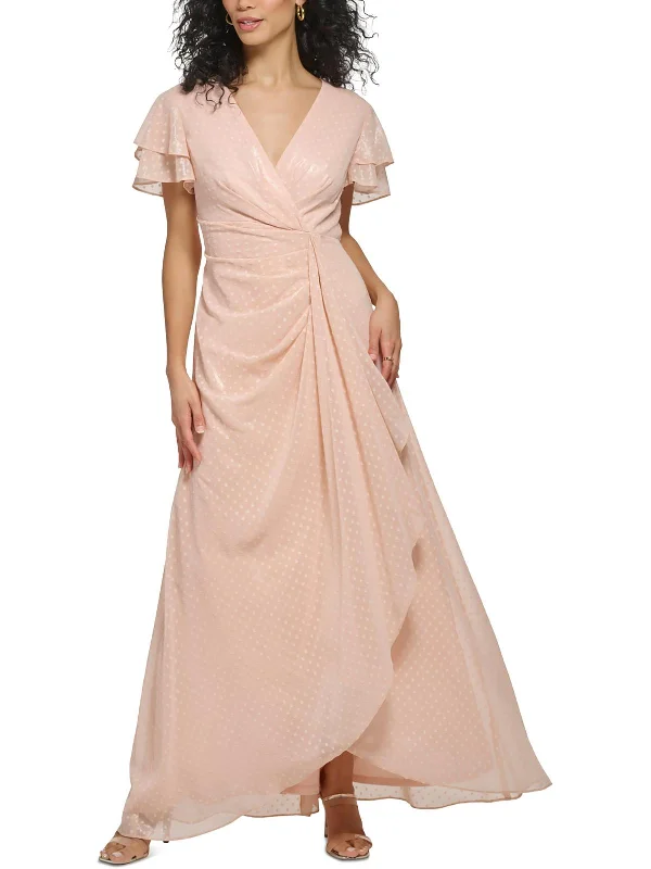 Women's Fashionable Clothing Sets Feminine Elegant Womens Chiffon Clip Dot Maxi Dress