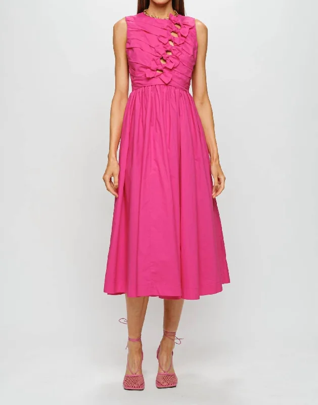 Women's Travel Attire Modern Romance Selina Midi Dress In Fuchsia