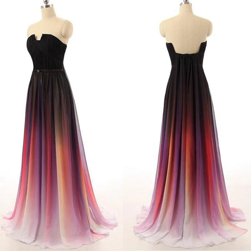 Women's Stylish Professional Apparel Flowing Silhouette LP695 Elegant Long Chiffon Sunset Evening Dress Long Formal Prom Party Gown