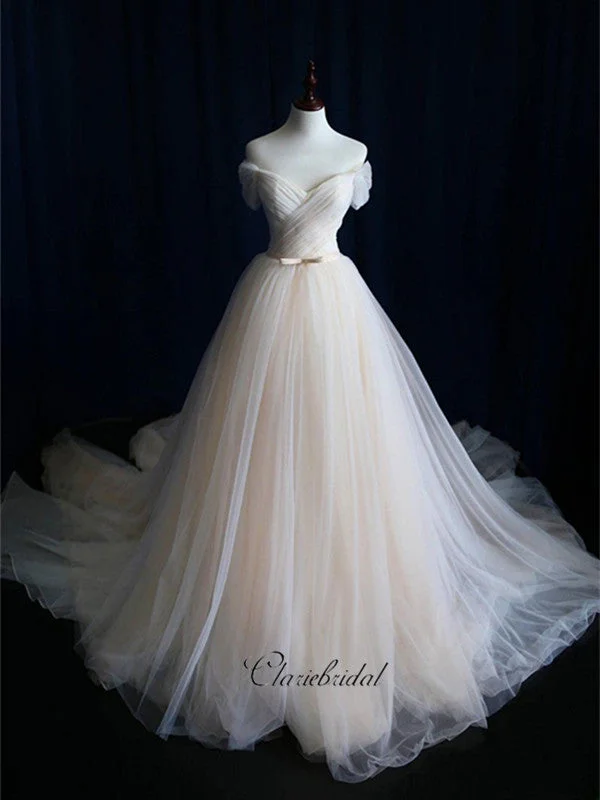 Women's Romantic Outfit Discounts on Casual Weekend Styles A-line Tulle Wedding Dresses, Custom Design Wedding Dresses, Cheap Bridal Gowns