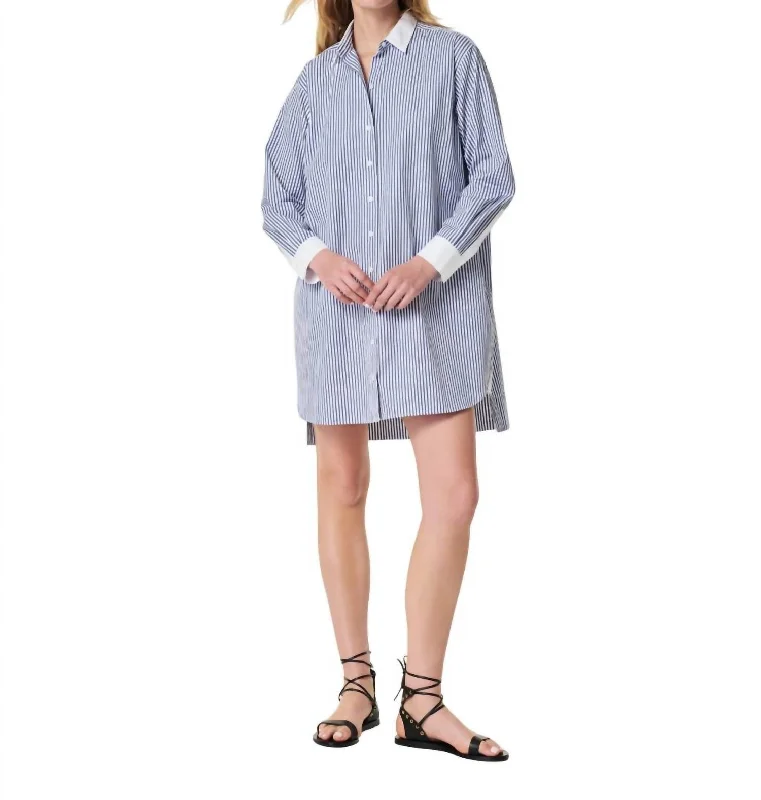 Affordable Women's Clothes Mid - Week Surprise The Best Poplin Striped Shirt Dress In Postal Blue Narrow Stripe