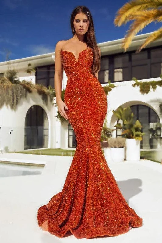 Women's Night-Out Clothes Vintage Elegance Portia & Scarlett PS21208 Gown - Burnt Orange