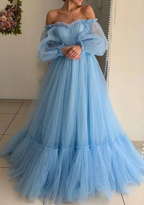 Women's Casual Wear Clothes Minimalist Elegant Women Tulle Prom Dresses Long Off Shoulder Evening Gowns Formal Party Dress YPD464